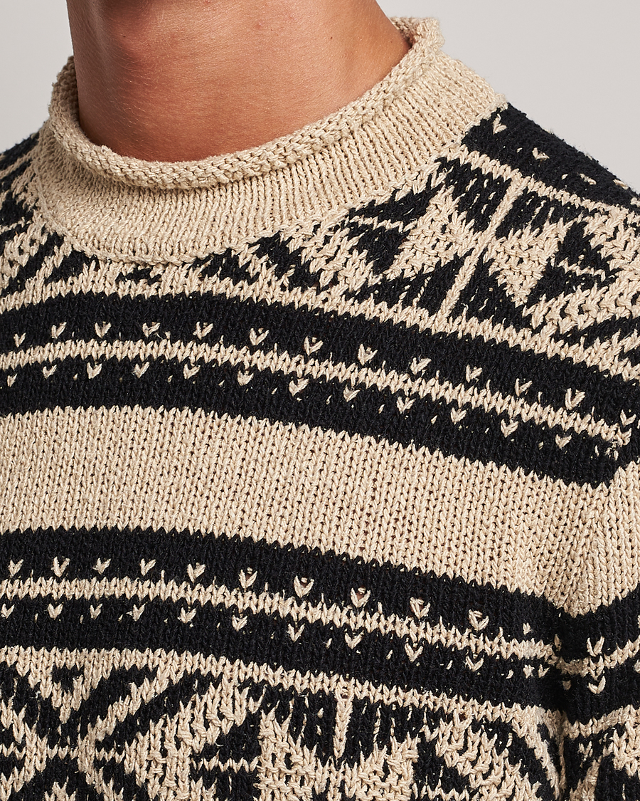 Herr | Tröjor | Ralph Lauren Purple Label | Geo Pattern Sweater Cream