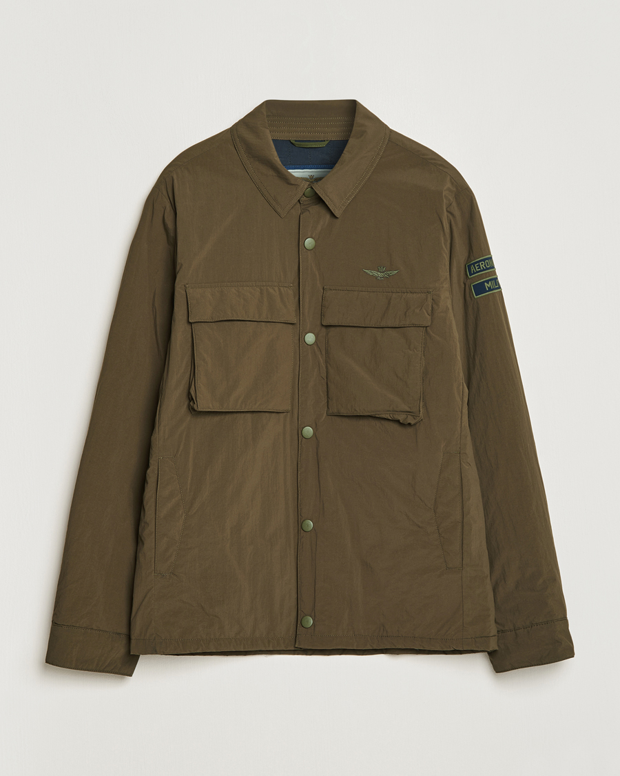 Herr | Jackor | Aeronautica Militare | Light Padded Pocket Shirt Jacket Off Green