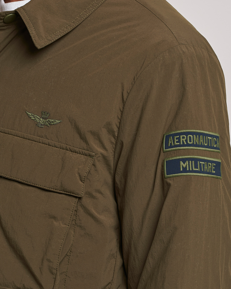 Herr | Jackor | Aeronautica Militare | Light Padded Pocket Shirt Jacket Off Green