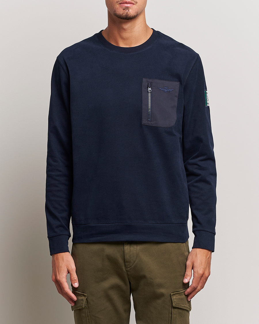 Herr | Tröjor | Aeronautica Militare | Felpa Cotton Pocket Sweatshirt Dark Blue