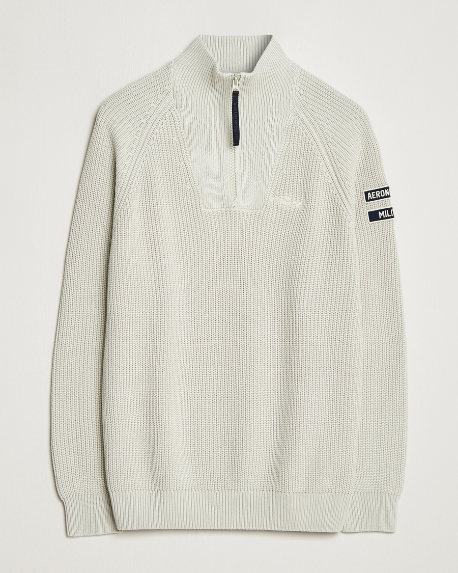 Herr | Tröjor | Aeronautica Militare | Cotton Structured Knitted Half Zip Ice Palace