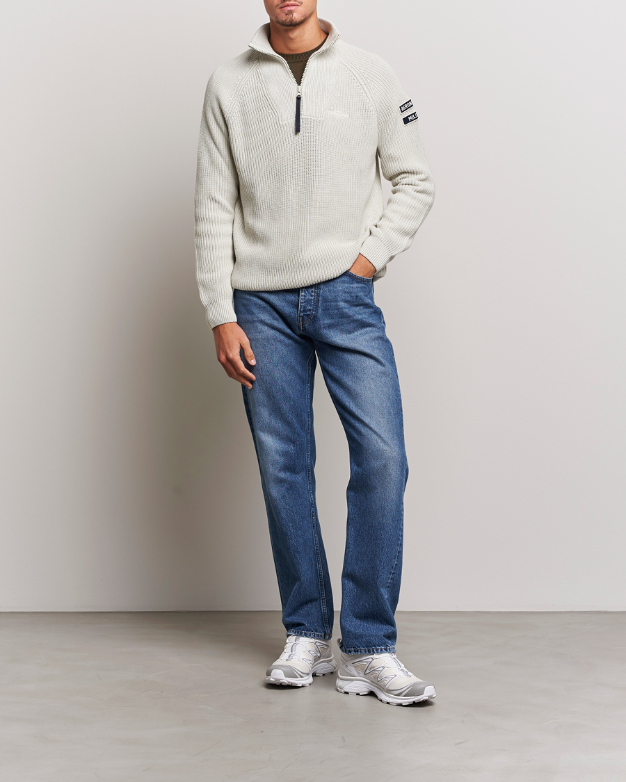 Herr | Tröjor | Aeronautica Militare | Cotton Structured Knitted Half Zip Ice Palace