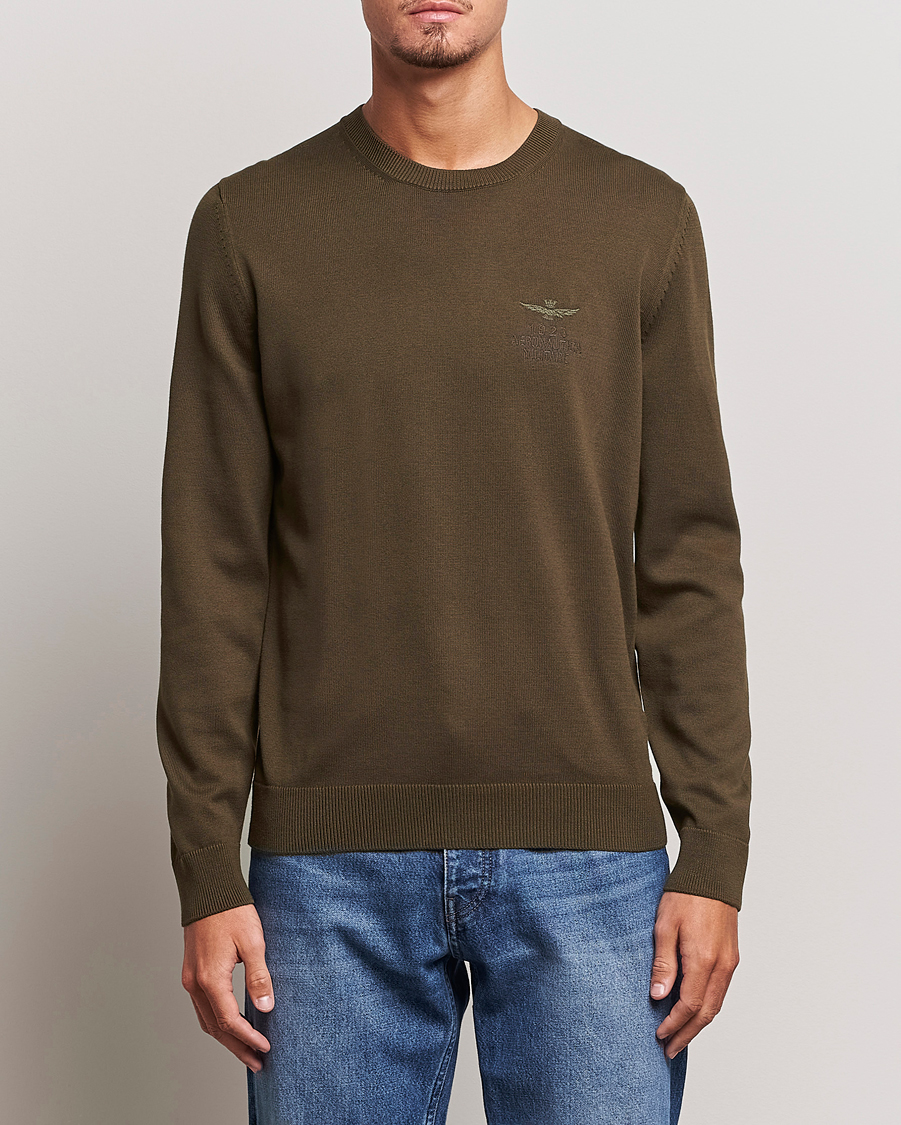 Herr | Aeronautica Militare | Aeronautica Militare | Cotton Knitted Crew Neck Off Green