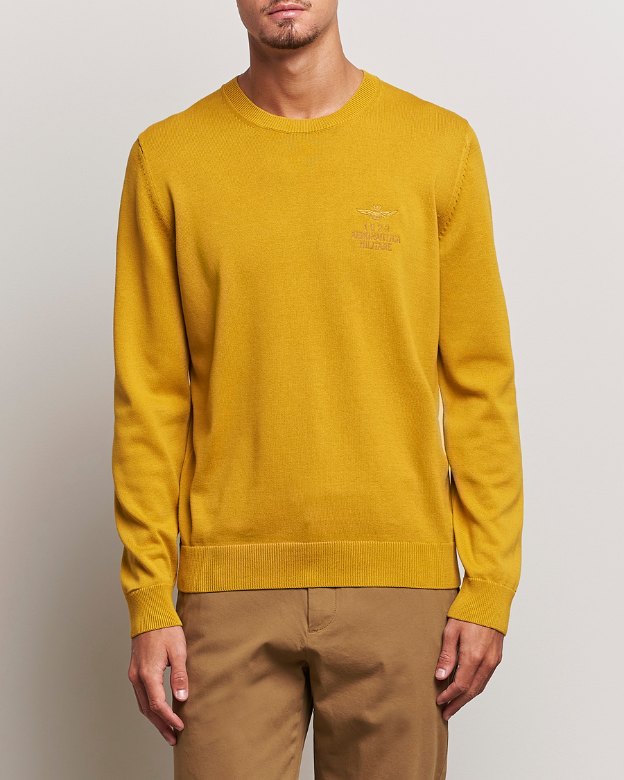 Herr | Aeronautica Militare | Aeronautica Militare | Cotton Knitted Crew Neck Yellow