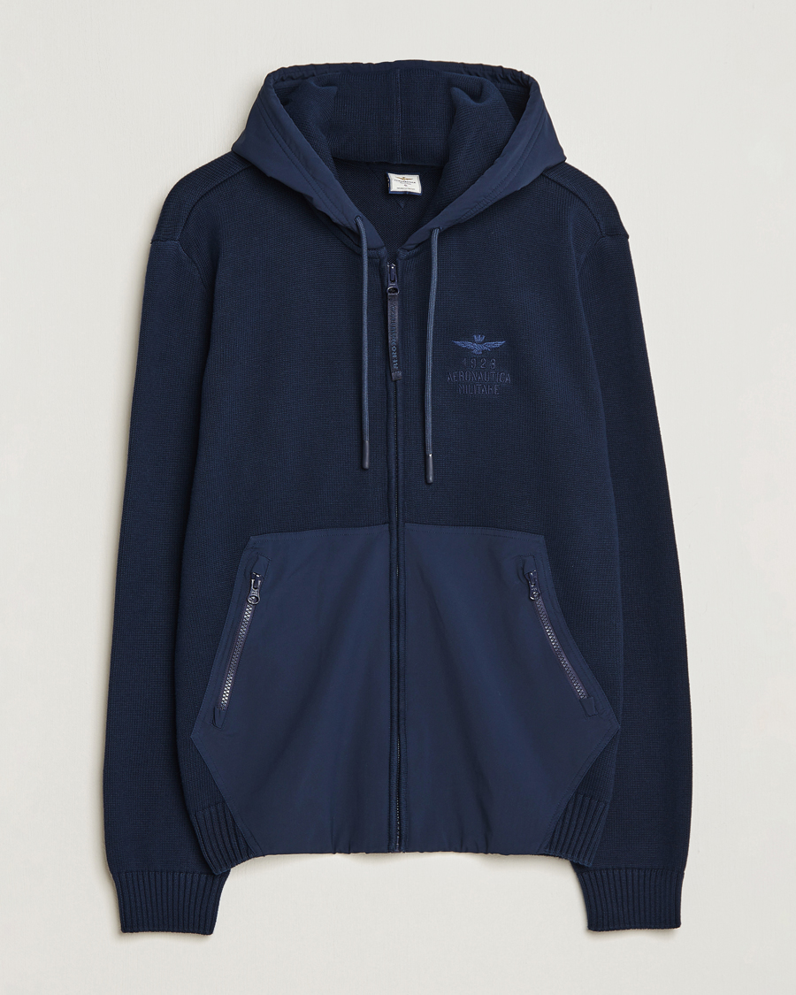 Herr | Tröjor | Aeronautica Militare | Mixed Full Zip Hoodie Dark Blue