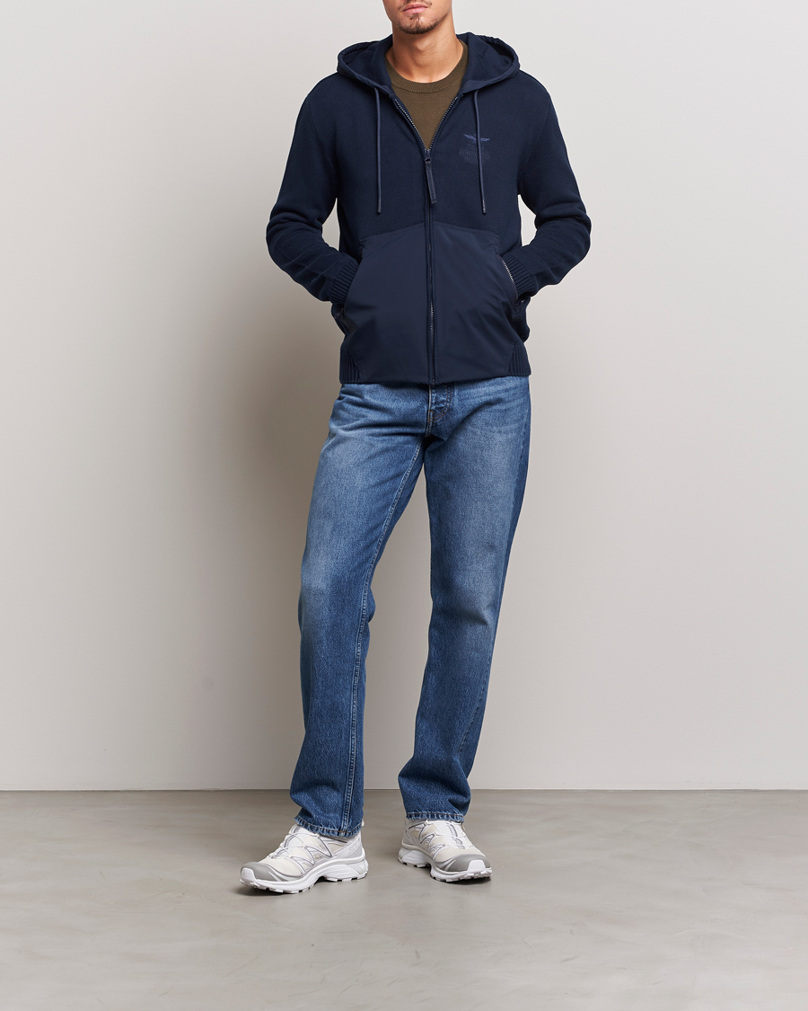Herr | Tröjor | Aeronautica Militare | Mixed Full Zip Hoodie Dark Blue