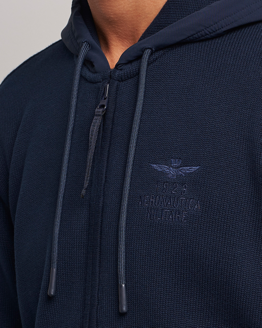 Herr | Tröjor | Aeronautica Militare | Mixed Full Zip Hoodie Dark Blue