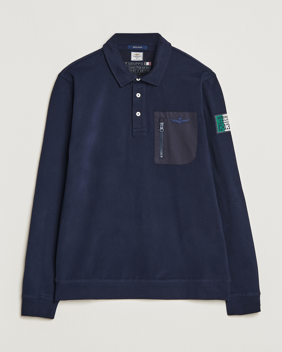 Herr | Tröjor | Aeronautica Militare | PO1707 Long Sleeve Polo Dark Blue
