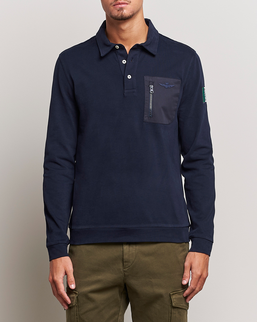 Herr | Tröjor | Aeronautica Militare | PO1707 Long Sleeve Polo Dark Blue