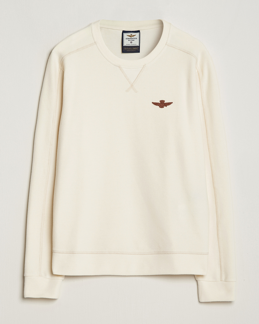 Herr |  | Aeronautica Militare | Felpa Cotton Sweatshirt Cream White
