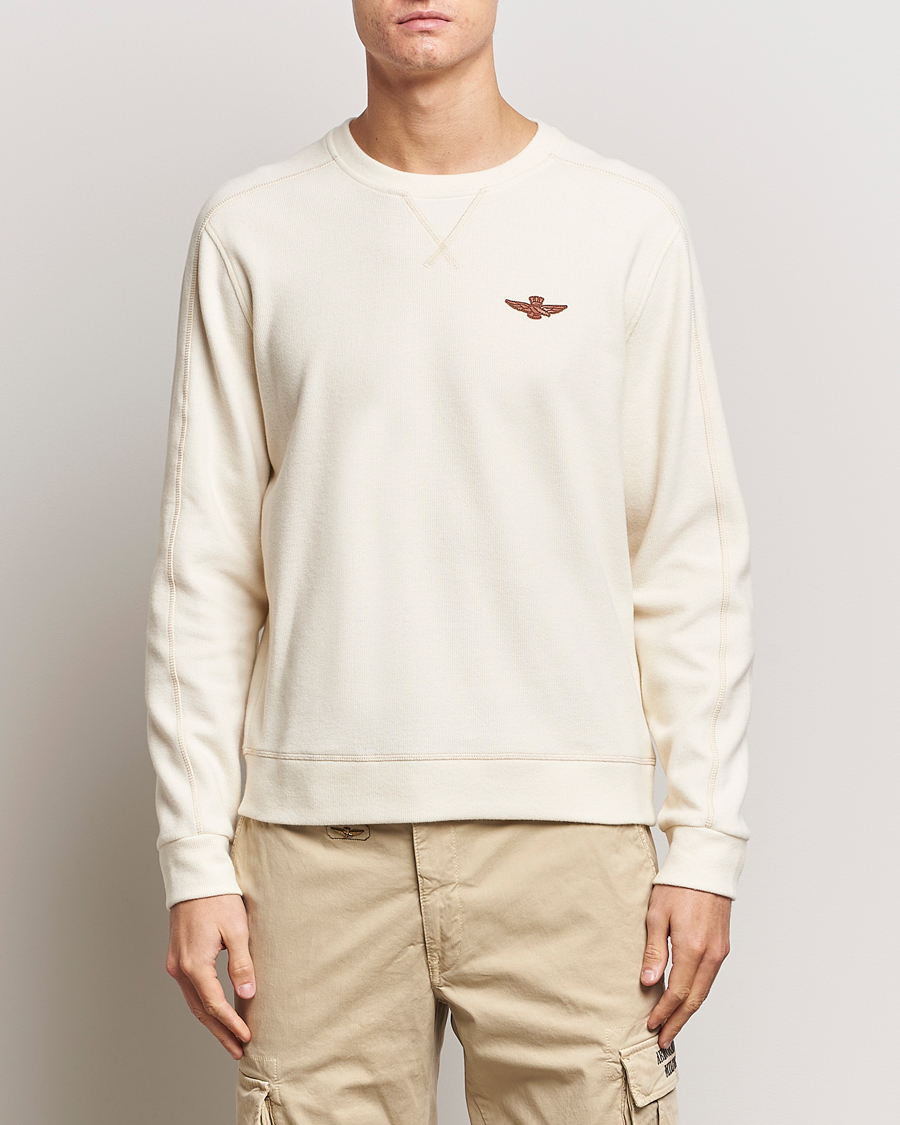 Herr |  | Aeronautica Militare | Felpa Cotton Sweatshirt Cream White