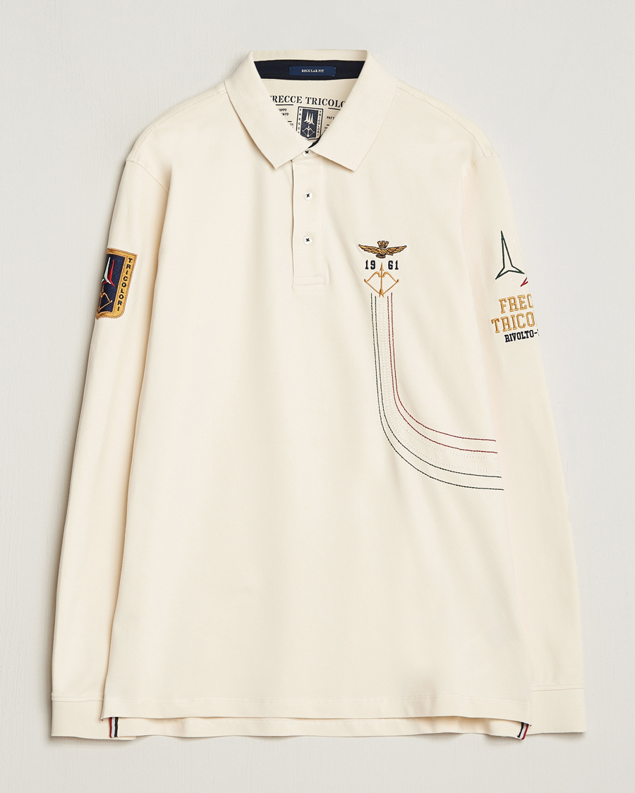 Herr | Tröjor | Aeronautica Militare | Long Sleeve Polo Cream White