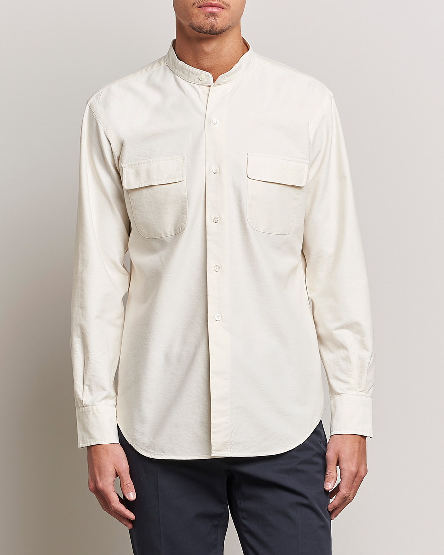 Herr | Skjortor | Kamakura Shirts | Vintage Ivy Band Collar Shirt Beige