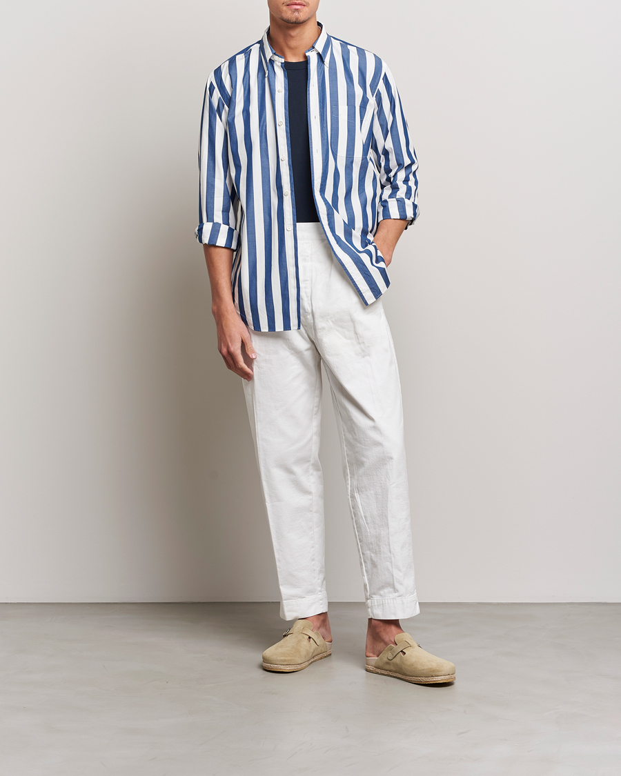 Herr | Skjortor | Kamakura Shirts | Vintage Ivy Button Down Shirt Blue Stripe