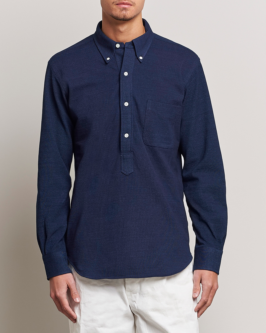 Herr |  | Kamakura Shirts | Vintage Ivy Knit Popover Shirt Navy