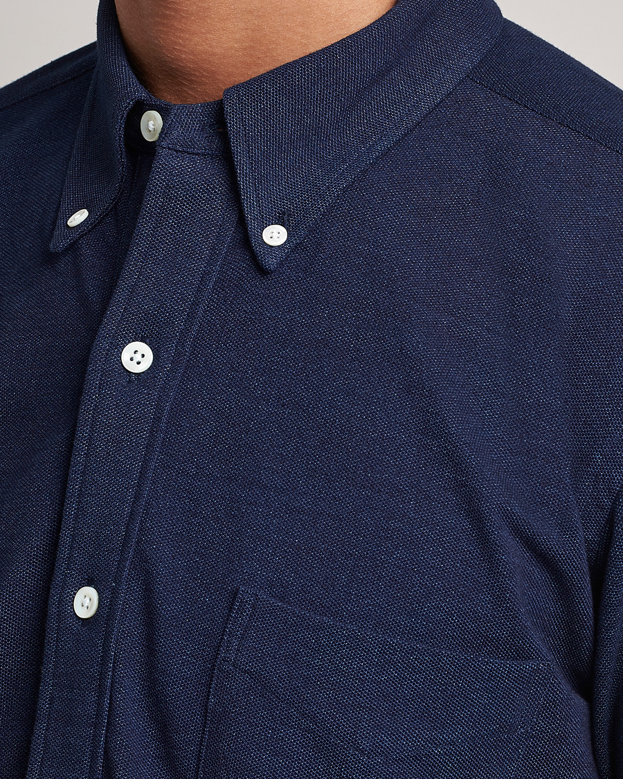 Herr | Skjortor | Kamakura Shirts | Vintage Ivy Knit Popover Shirt Navy
