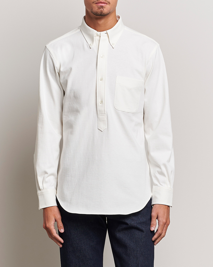 Herr | Casualskjortor | Kamakura Shirts | Vintage Ivy Knit Popover Shirt Off White