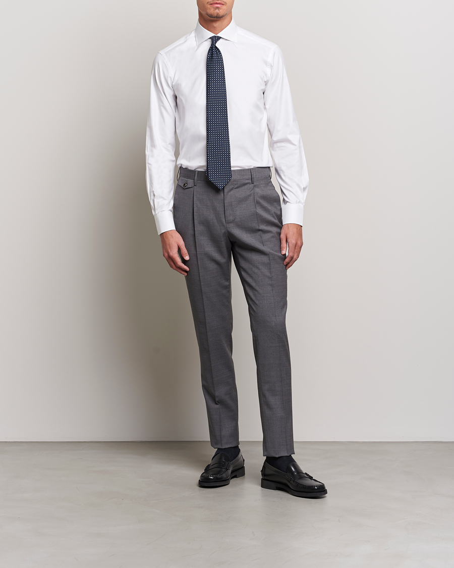 Herr | Skjortor | Kamakura Shirts | Slim Fit Royal Oxford Spread Shirt White