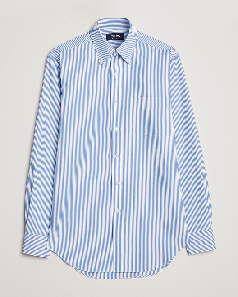 Herr |  | Kamakura Shirts | Slim Fit Oxford BD Shirt Blue Bengal Stripe