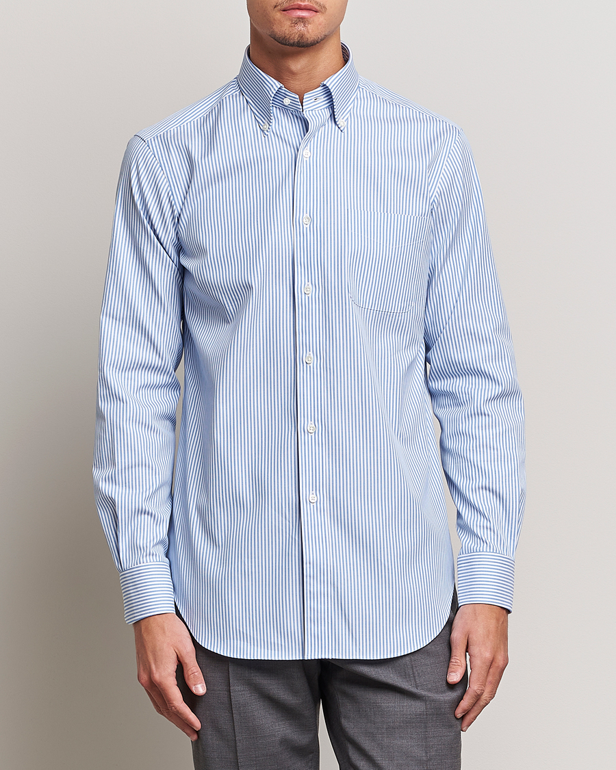 Herr | Kamakura Shirts | Kamakura Shirts | Slim Fit Oxford BD Shirt Blue Bengal Stripe