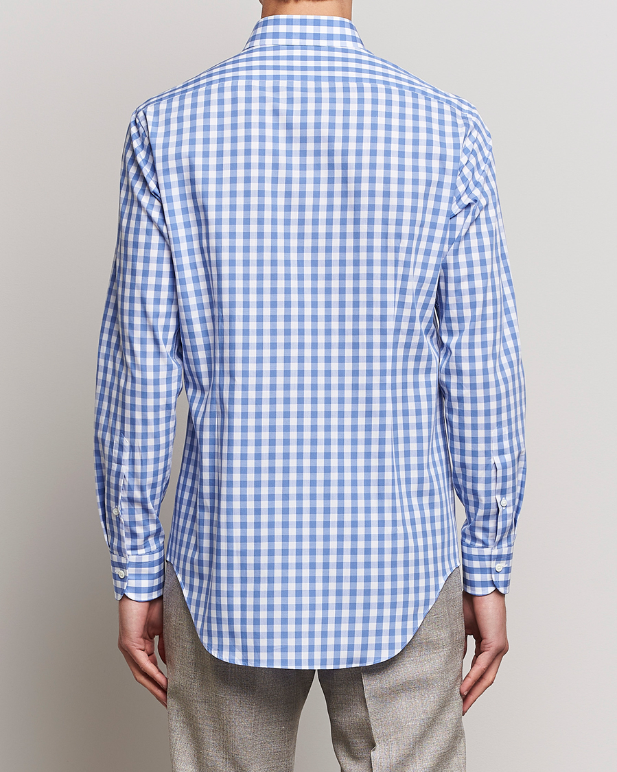 Herr | Skjortor | Kamakura Shirts | Slim Fit Broadcloth Spread Shirt Blue Gingham