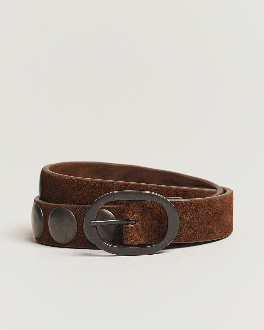 Herr | Massimo Alba Mik Studded Suede Belt Tobacco | Massimo Alba | Mik Studded Suede Belt Tobacco