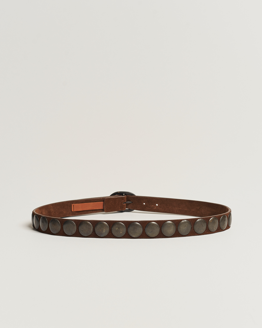 Herr |  | Massimo Alba | Mik Studded Suede Belt Tobacco