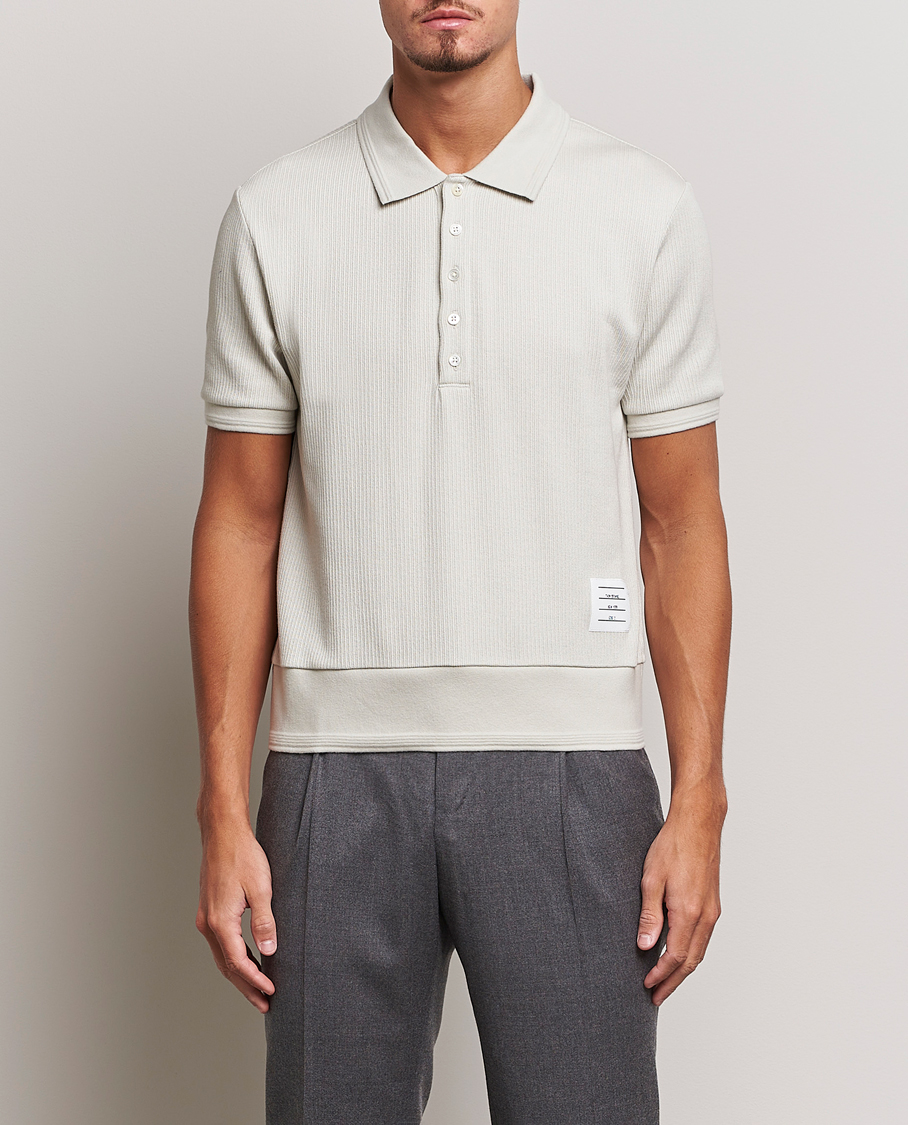 Herr |  | Thom Browne | Short Sleeve Knitted Polo Natural White