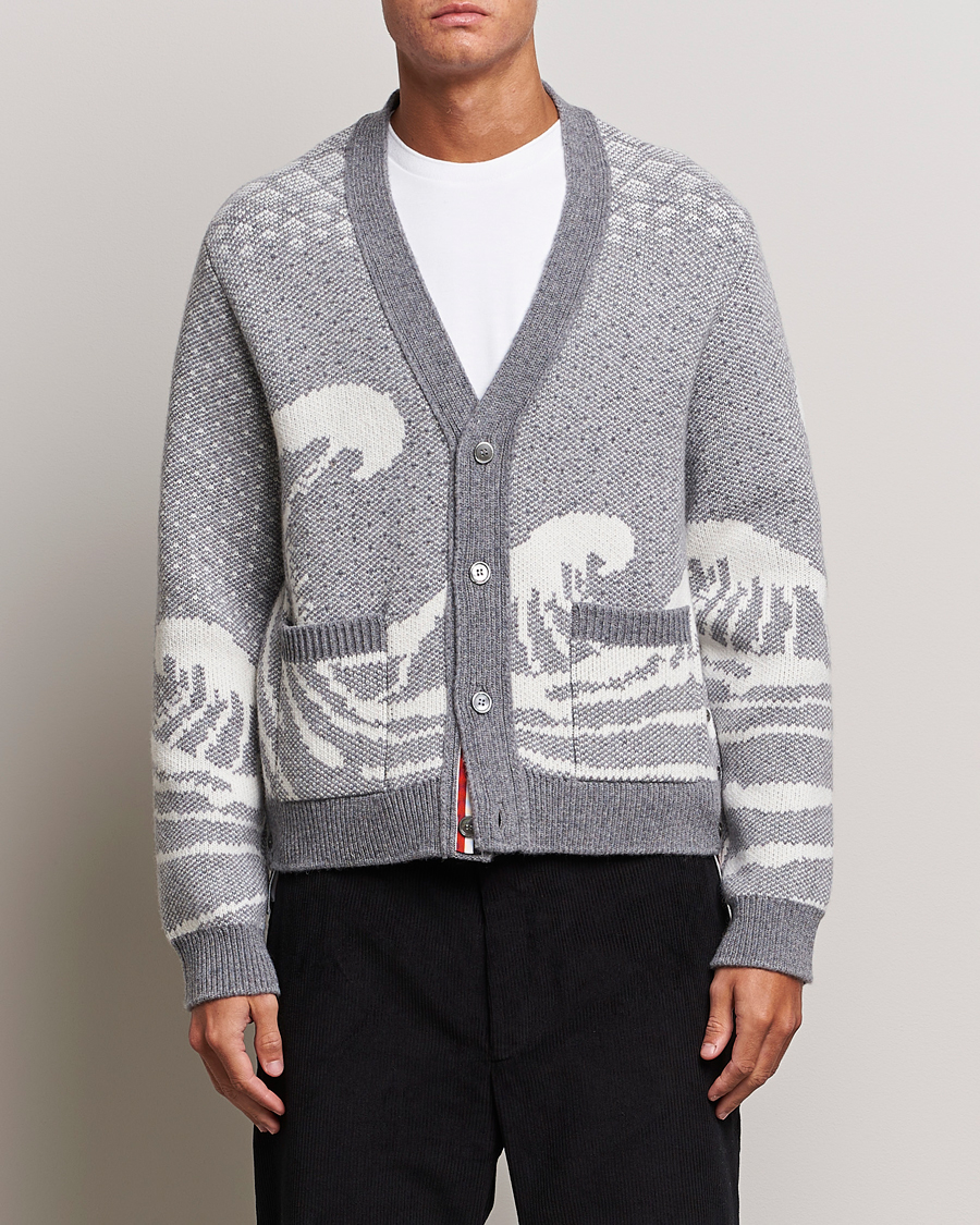 Herr | Tröjor | Thom Browne | Fair Isle Jacquard Cardigan Grey