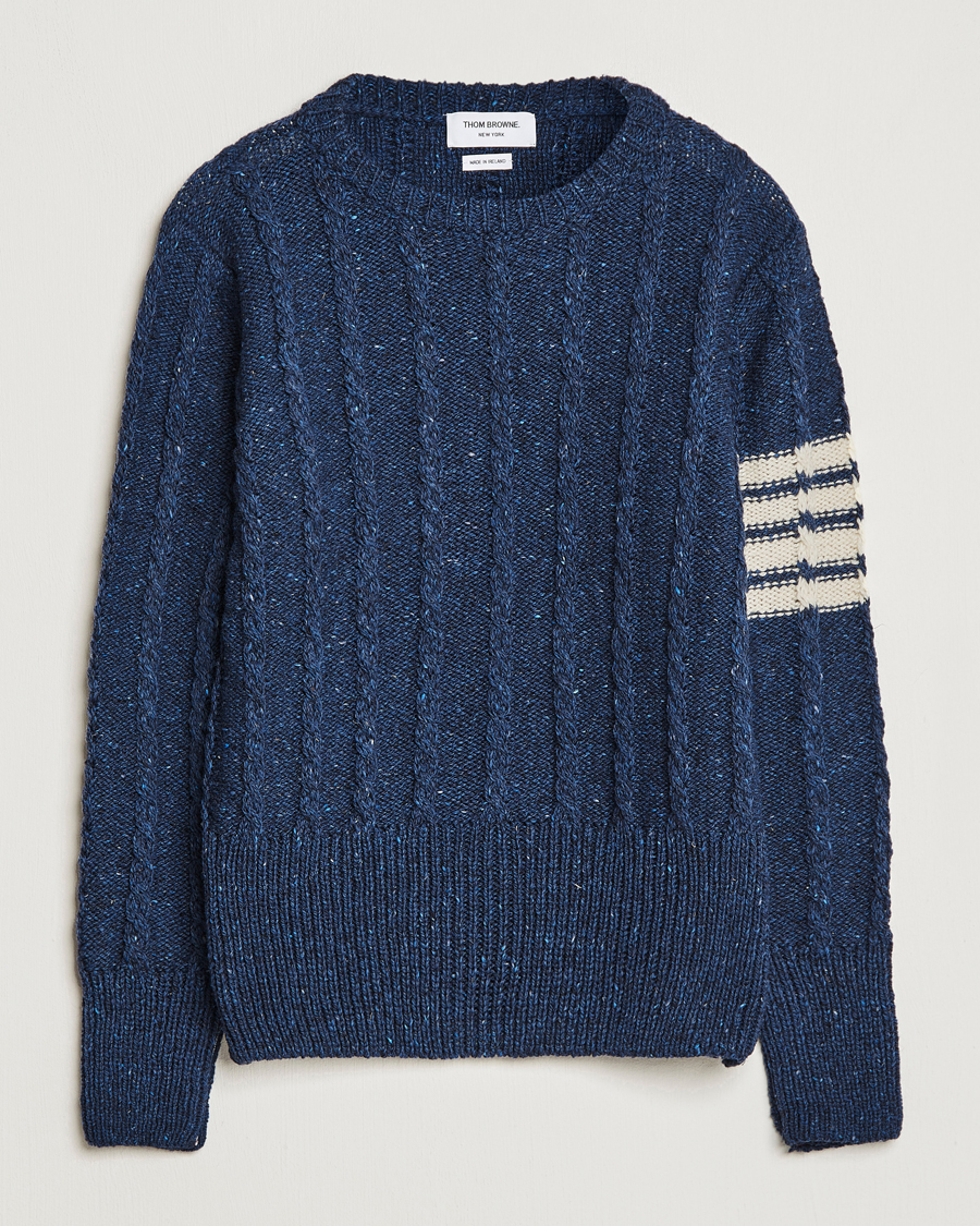 Herr | Tröjor | Thom Browne | Donegal Cable Sweater Blue