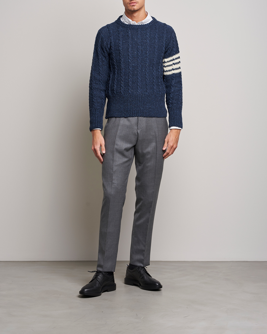 Herr | Tröjor | Thom Browne | Donegal Cable Sweater Blue