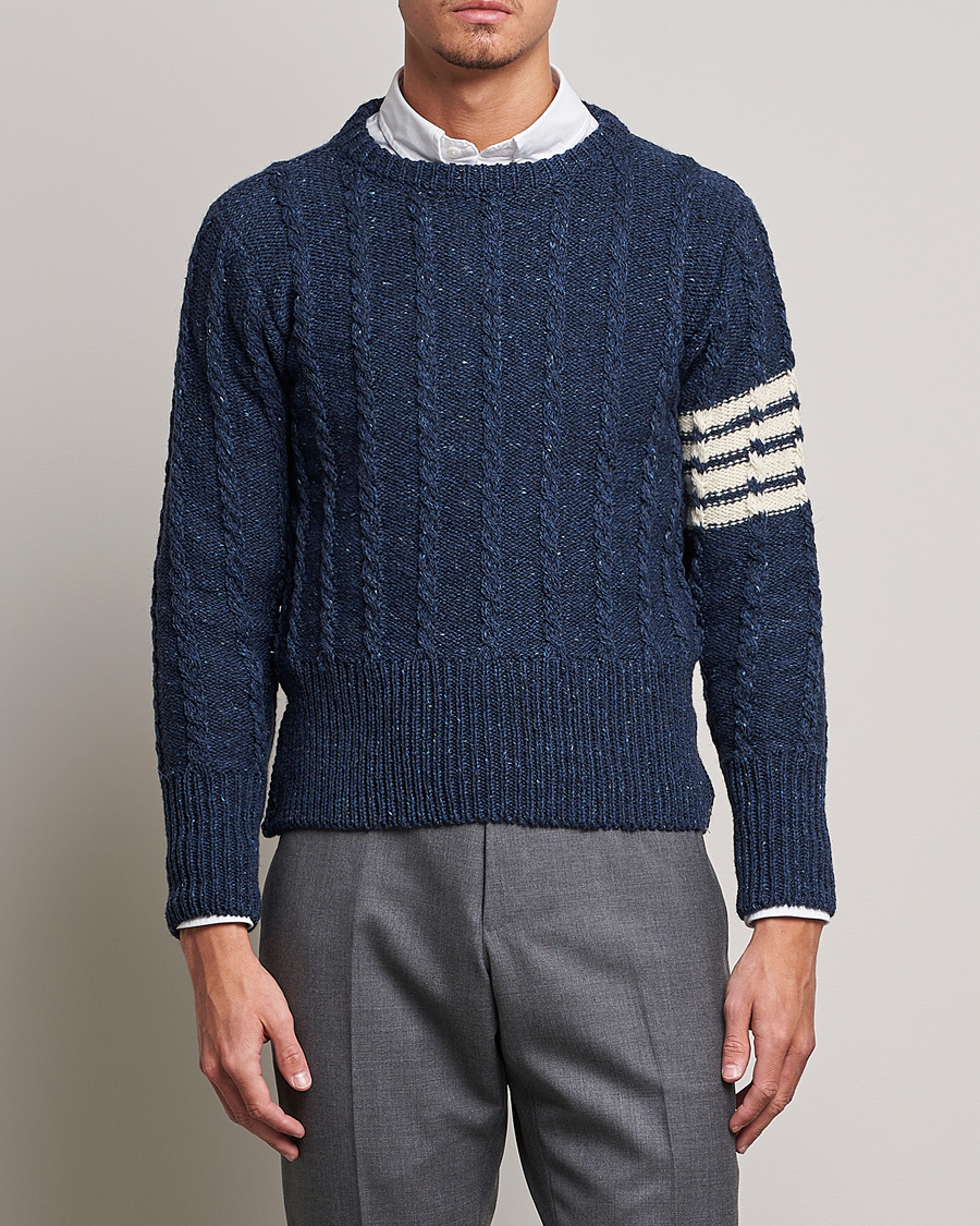 Herr | Tröjor | Thom Browne | Donegal Cable Sweater Blue