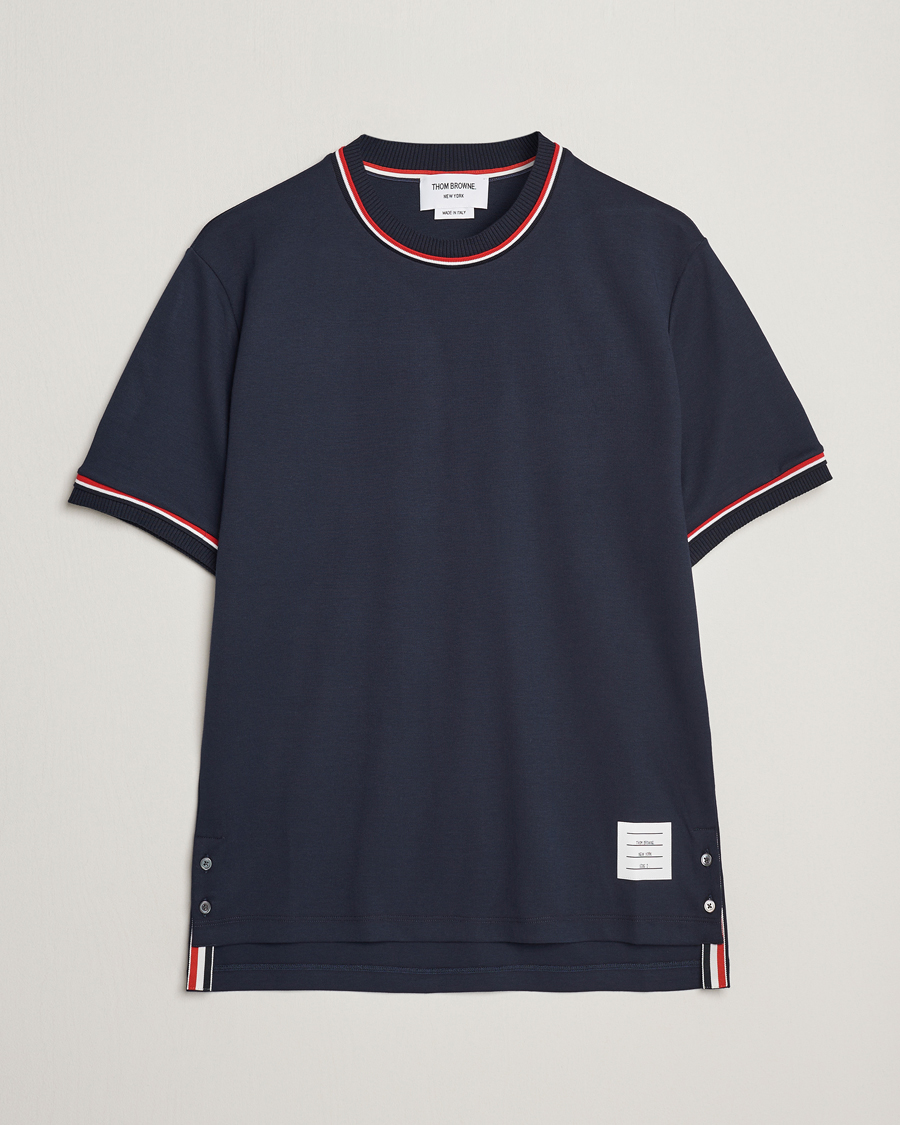 Herr | T-Shirts | Thom Browne | RWB Stripe Short Sleeve T-Shirt Navy