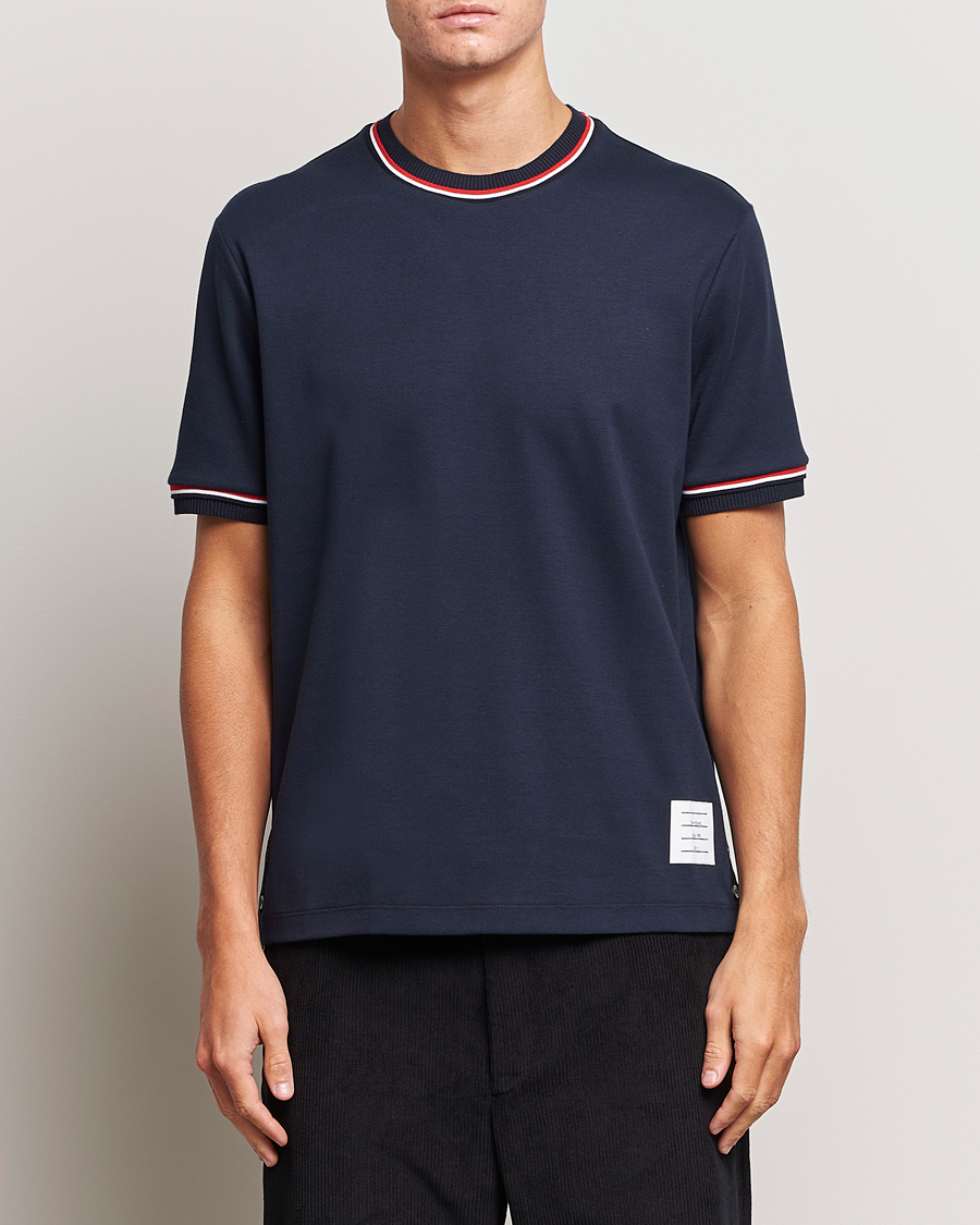 Herr | T-Shirts | Thom Browne | RWB Stripe Short Sleeve T-Shirt Navy