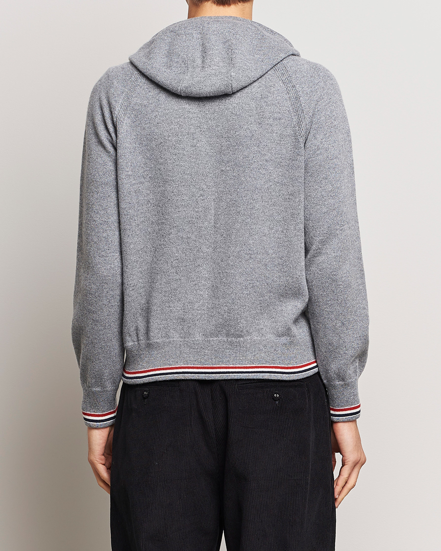 Herr | Tröjor | Thom Browne | Cashmere Jersey Full Zip Hoodie Light Grey