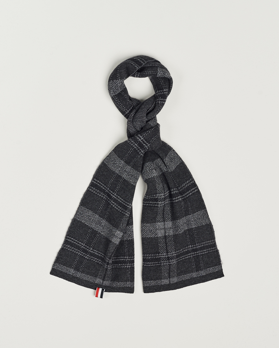Herr | Thom Browne Wool/Cashmere Tartan Jacquard Scarf Dark Grey | Thom Browne | Wool/Cashmere Tartan Jacquard Scarf Dark Grey