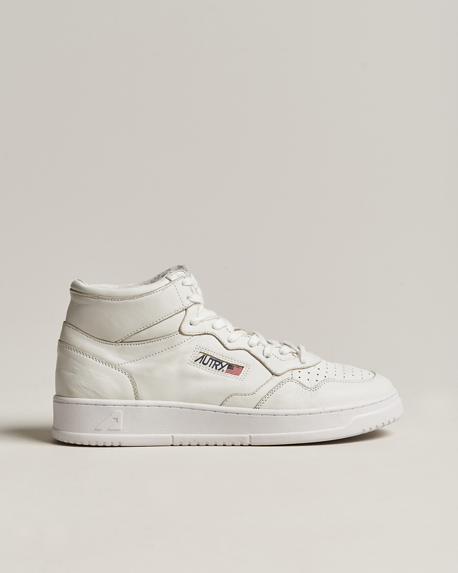 Herr | Autry Medalist Mid Goat Leather Sneaker White | Autry | Medalist Mid Goat Leather Sneaker White