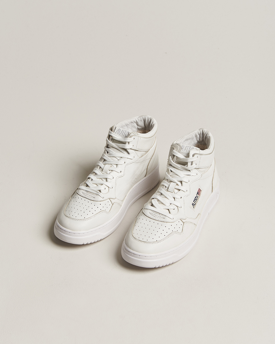 Herr | Autry Medalist Mid Goat Leather Sneaker White | Autry | Medalist Mid Goat Leather Sneaker White