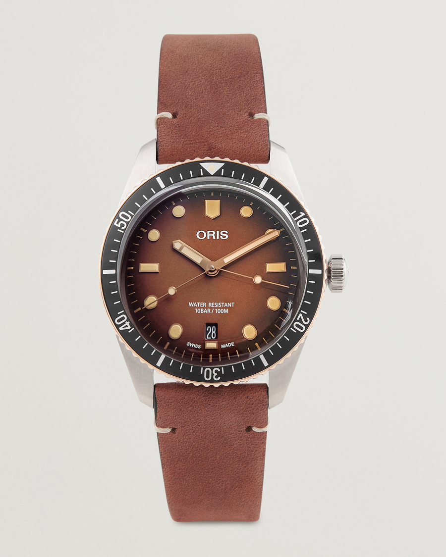 Herr | Oris Divers Sixty-Five 40mm Leather Bracelet Brown | Oris | Divers Sixty-Five 40mm Leather Bracelet Brown