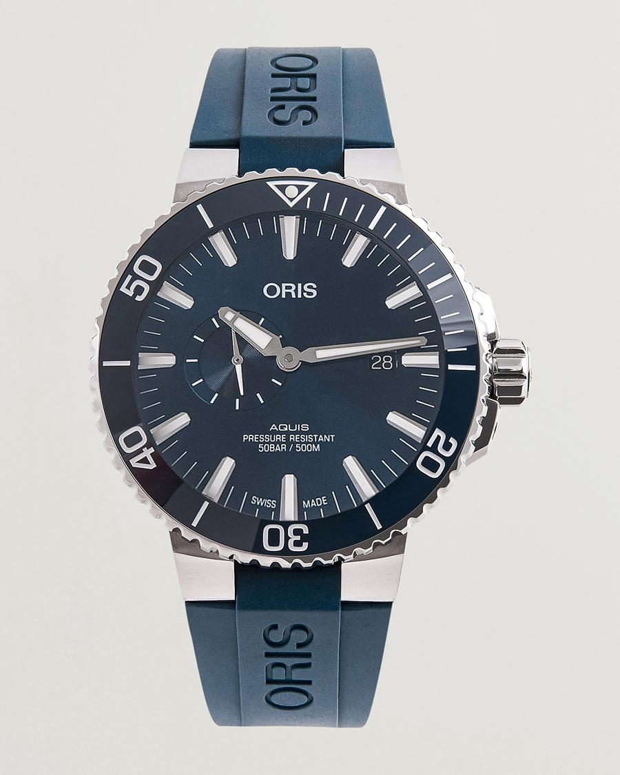 Herr | Oris Aquis Small Second 45,5mm Rubber Bracelet Blue | Oris | Aquis Small Second 45,5mm Rubber Bracelet Blue
