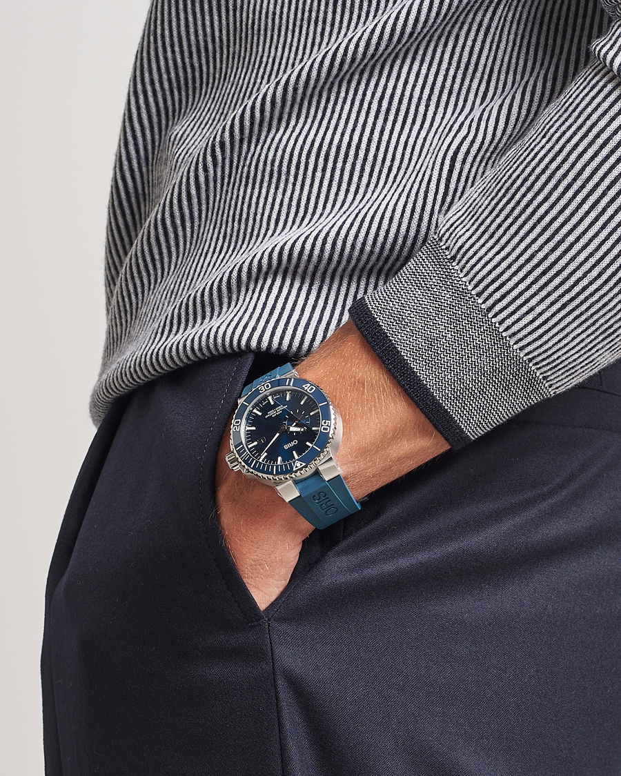 Herr | Oris Aquis Small Second 45,5mm Rubber Bracelet Blue | Oris | Aquis Small Second 45,5mm Rubber Bracelet Blue