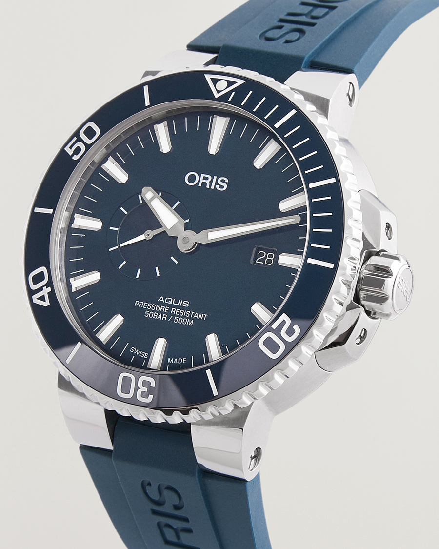 Herr | Oris Aquis Small Second 45,5mm Rubber Bracelet Blue | Oris | Aquis Small Second 45,5mm Rubber Bracelet Blue