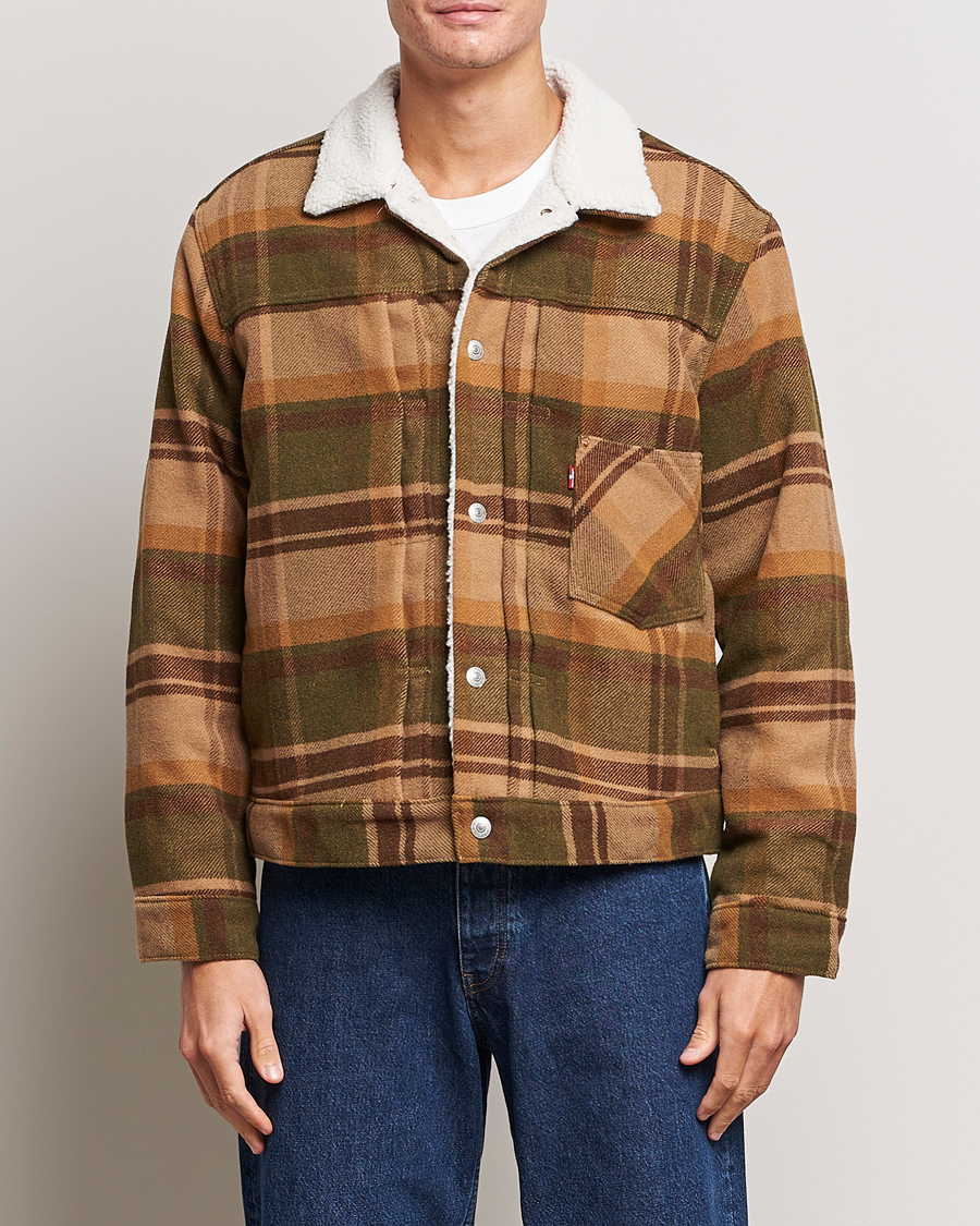 Herr | Jackor | Levi's | Type I Checked Sherpa Trucker Winter Moss