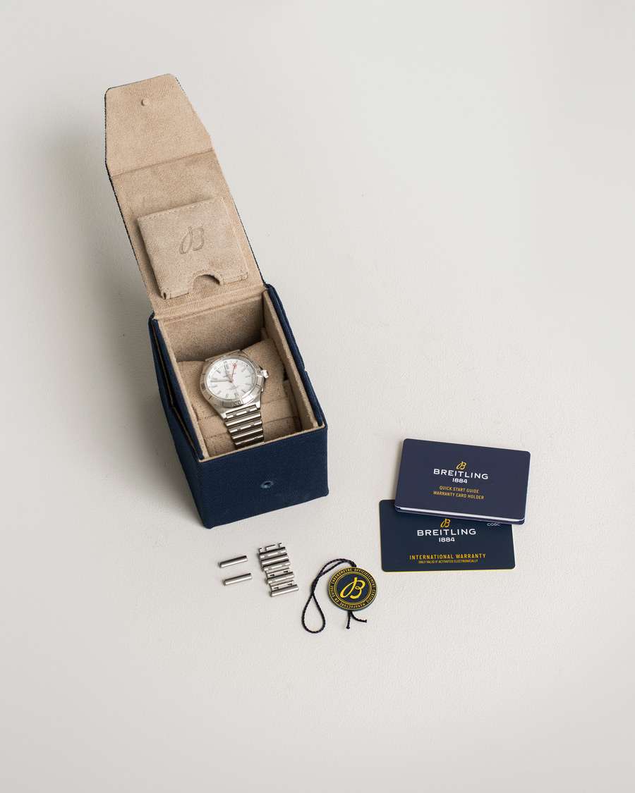 Herr | Breitling Pre-Owned Chronomat GMT 40 A32398 Steel White | Breitling Pre-Owned | Chronomat GMT 40 A32398 Steel White