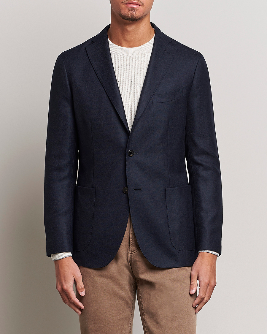 Herr | Kavajer | Boglioli | K Jacket Wool Hopsack Blazer Navy
