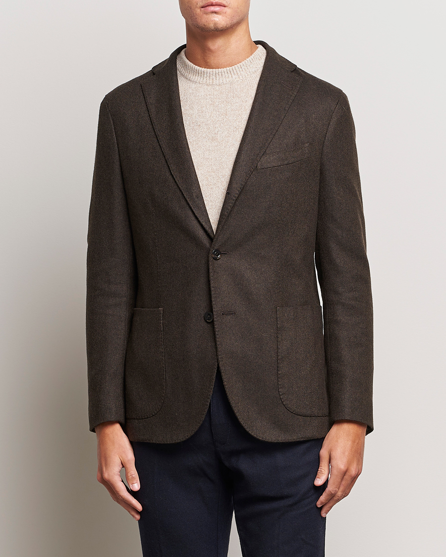 Herr | Kavajer | Boglioli | K Jacket Wool Herringbone Blazer Dark Brown