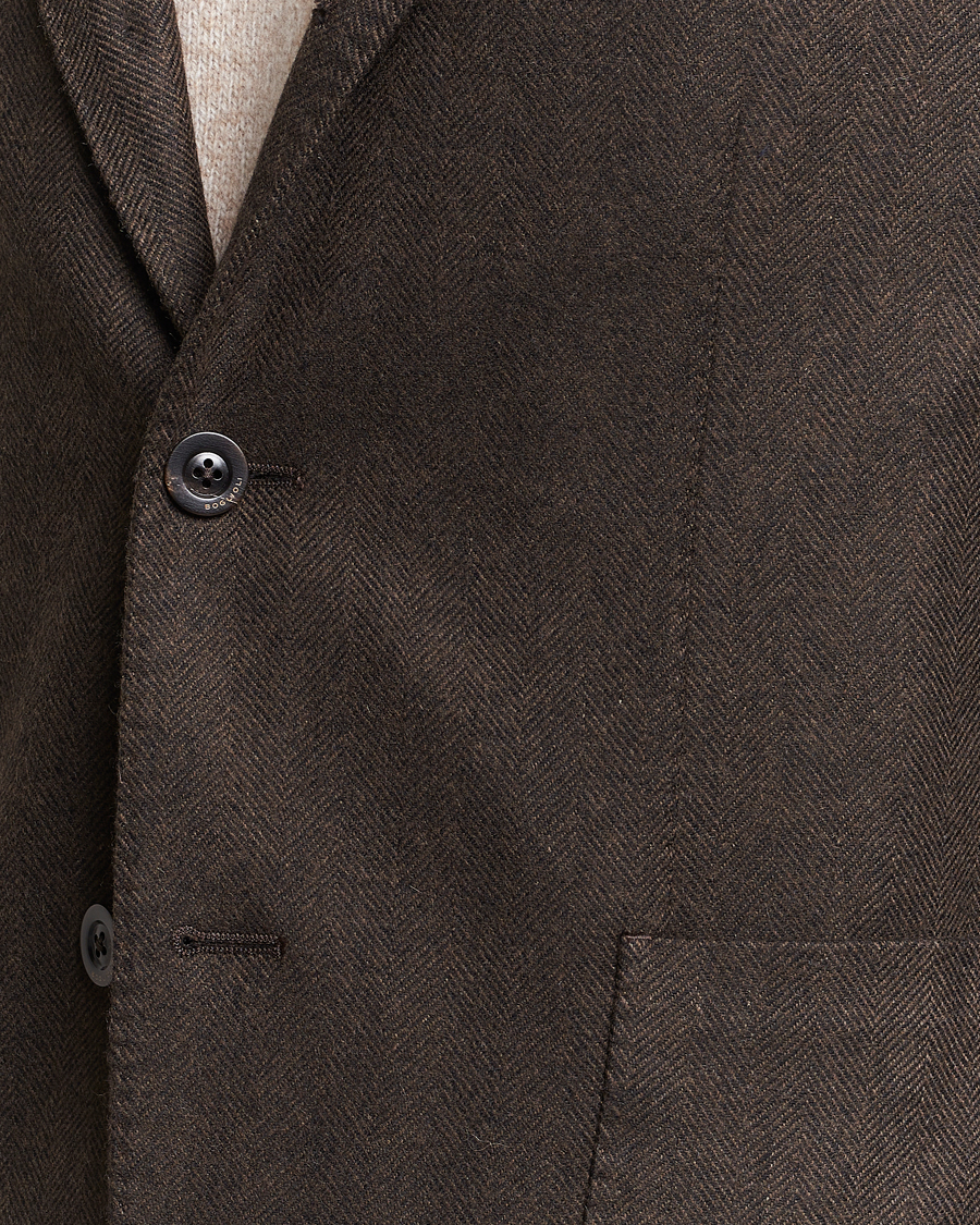 Herr | Kavajer | Boglioli | K Jacket Wool Herringbone Blazer Dark Brown