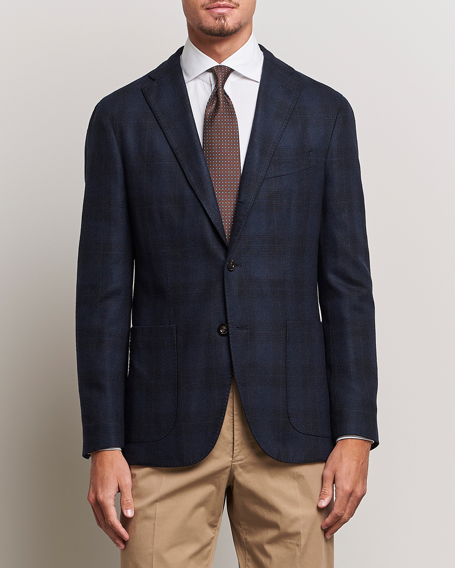 Herr | Kavajer | Boglioli | K Jacket Wool Herringbone Blazer Navy