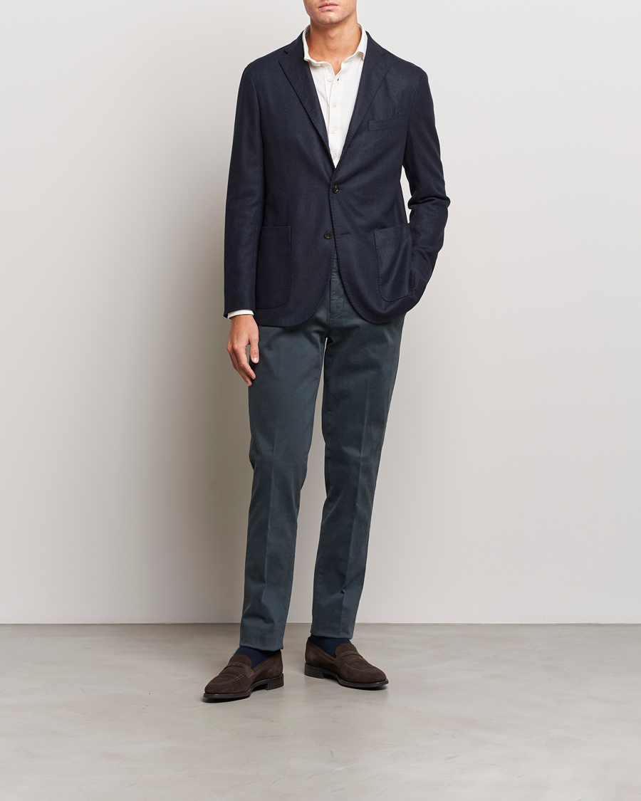 Herr | Kavajer | Boglioli | K Jacket Dyed Flannel Check Blazer Navy