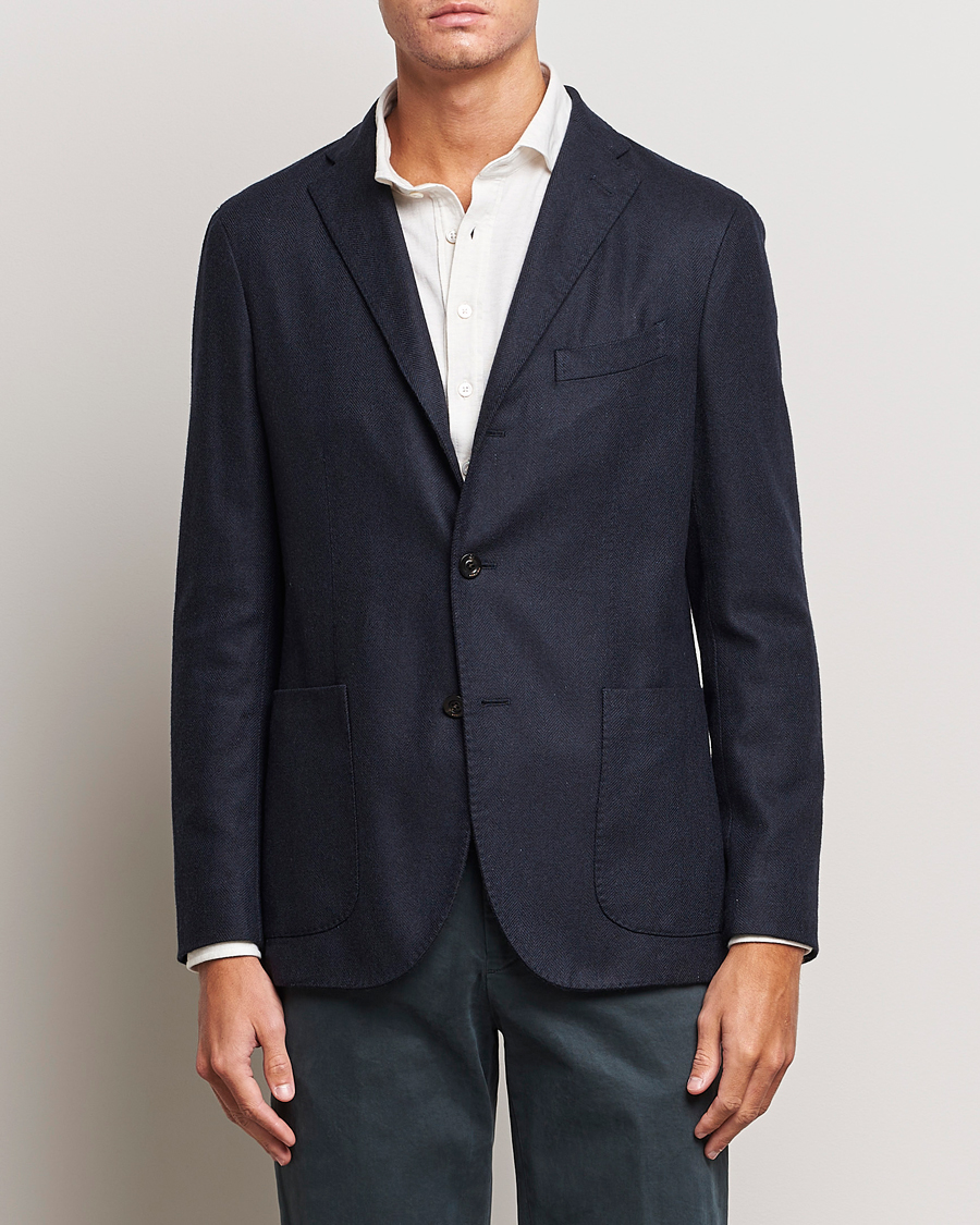 Herr | Kavajer | Boglioli | K Jacket Dyed Flannel Check Blazer Navy